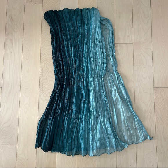 Accessories - 100% Silk Blue Green Ombré Scarf